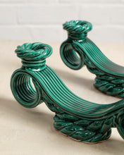 Load image into Gallery viewer, A Pair of Vallauris Ceramic Candlesticks In Jade Green