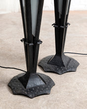 Load image into Gallery viewer, Floor Standing Iron and Glass Art Deco Lamps