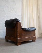 Load image into Gallery viewer, Brutalist Oak and Leather Armchair