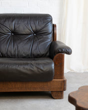 Load image into Gallery viewer, Brutalist Oak and Leather Armchair