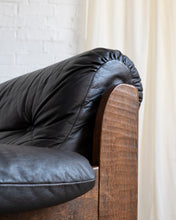 Load image into Gallery viewer, Brutalist Oak and Leather Armchair