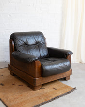 Load image into Gallery viewer, Brutalist Oak and Leather Armchair