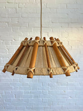 Load image into Gallery viewer, Scandinavian vintage rope and wood hanging lamp by Temde, 1960