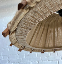Load image into Gallery viewer, Scandinavian vintage rope and wood hanging lamp by Temde, 1960