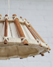 Load image into Gallery viewer, Scandinavian vintage rope and wood hanging lamp by Temde, 1960