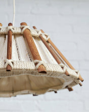 Load image into Gallery viewer, Scandinavian vintage rope and wood hanging lamp by Temde, 1960