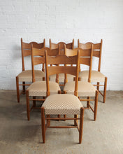 Load image into Gallery viewer, Set Of Six Mid Century Oak Dining Chairs