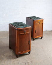 Load image into Gallery viewer, Art Deco Walnut Veneer Marble Top Bedsides