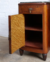 Load image into Gallery viewer, Art Deco Walnut Veneer Marble Top Bedsides