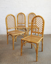 Load image into Gallery viewer, Set Of 4 Italian Bamboo And Cane Chairs
