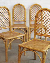 Load image into Gallery viewer, Set Of 4 Italian Bamboo And Cane Chairs