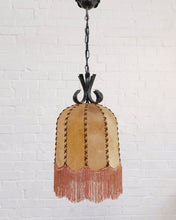 Load image into Gallery viewer, Brutalist Rawhide and Wrought Iron Light Fitting