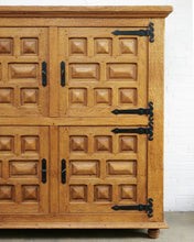 Load image into Gallery viewer, Large Brutalist Spanish Double Fronted Cabinet In Oak