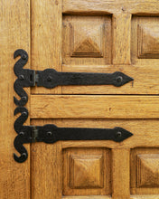 Load image into Gallery viewer, Large Brutalist Spanish Double Fronted Cabinet In Oak