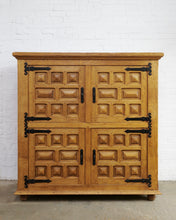 Load image into Gallery viewer, Large Brutalist Spanish Double Fronted Cabinet In Oak