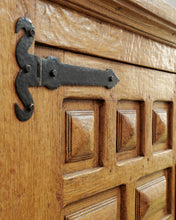 Load image into Gallery viewer, Large Brutalist Spanish Double Fronted Cabinet In Oak