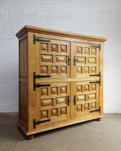 Load image into Gallery viewer, Large Brutalist Spanish Double Fronted Cabinet In Oak