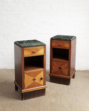 Load image into Gallery viewer, Art Deco Bedside Tables With Green Marble