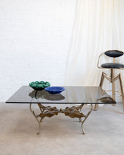 Load image into Gallery viewer, French Smoked Glass and Metal Leaf Coffee Table