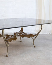 Load image into Gallery viewer, French Smoked Glass and Metal Leaf Coffee Table