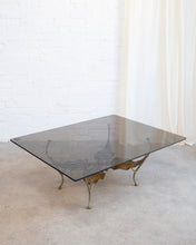 Load image into Gallery viewer, French Smoked Glass and Metal Leaf Coffee Table