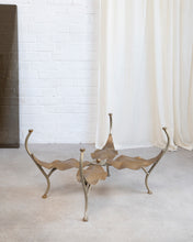Load image into Gallery viewer, French Smoked Glass and Metal Leaf Coffee Table