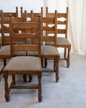 Load image into Gallery viewer, Brutalist Oak Razor Back Dining Chairs