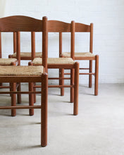 Load image into Gallery viewer, A Set Of 6 Rush Seat Dining Chairs