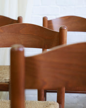 Load image into Gallery viewer, A Set Of 6 Rush Seat Dining Chairs