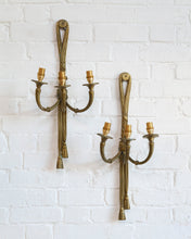 Load image into Gallery viewer, 19th Century Louis XVI Style Knot and Tassel Brass Wall Lights