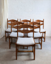 Load image into Gallery viewer, Set Of 6 Razor Back Oak Chairs By Guillerme Et Chambron
