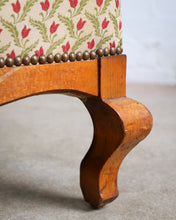 Load image into Gallery viewer, Walnut Wingback Armchair With Floral Upholstery
