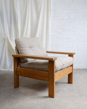 Load image into Gallery viewer, Italian Modern Wood and Checkered Black and White Fabric Armchair