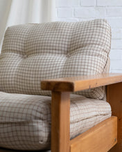 Load image into Gallery viewer, Italian Modern Wood and Checkered Black and White Fabric Armchair
