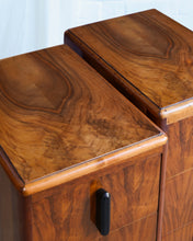 Load image into Gallery viewer, Walnut Veneer Art Deco Bedside Tables