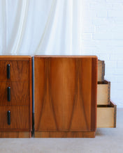 Load image into Gallery viewer, Walnut Veneer Art Deco Bedside Tables