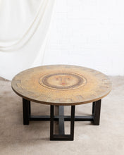 Load image into Gallery viewer, Round Aztec Sun Face Coffee Table
