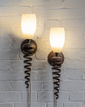 Load image into Gallery viewer, Twisted Metal and Alabaster Wall Sconces