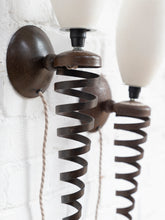 Load image into Gallery viewer, Twisted Metal and Alabaster Wall Sconces