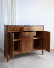 Load image into Gallery viewer, Marble Top Walnut Sideboard