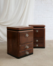 Load image into Gallery viewer, Pair Of Walnut Deco Bedside Tables