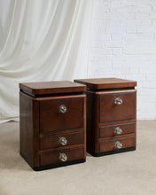 Load image into Gallery viewer, Pair Of Walnut Deco Bedside Tables