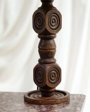 Load image into Gallery viewer, Geometric Hand Carved Table Lamps Attributed to Charles Dudouyt