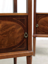 Load image into Gallery viewer, Pair of French Art Nouveau Mahogany & Marble Bedside Tables
