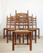 Load image into Gallery viewer, Set Of 6 Razor Back Dining Chairs With Rush Seats