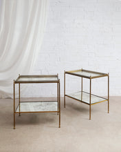 Load image into Gallery viewer, French Brass and Mirrored Side Tables In The Style Of Maison Jansen Paris