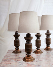 Load image into Gallery viewer, Hand Turned French Wooden Lamp With Copper Base