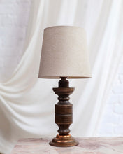 Load image into Gallery viewer, Hand Turned French Wooden Lamp With Copper Base