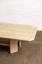 Load image into Gallery viewer, POST MODERN TRAVERTINE TABLE WITH SHELF
