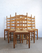 Load image into Gallery viewer, Set Of 6 Ladder Back Dining Chairs With Rush Seats